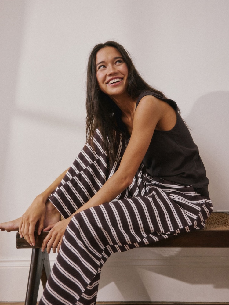 Blue/Brown Stripe Ribbed Pyjama Bottoms 2 Pack - Image 2 of 10