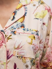 Cream Butterfly Jersey Button Through Short Set Pyjamas - Image 4 of 11