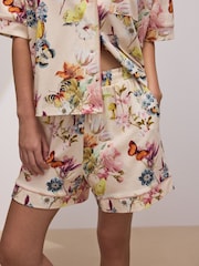 Cream Butterfly Jersey Button Through Short Set Pyjamas - Image 5 of 11