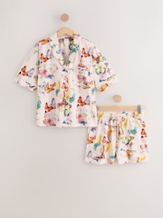 Cream Butterfly Jersey Button Through Short Set Pyjamas - Image 6 of 11