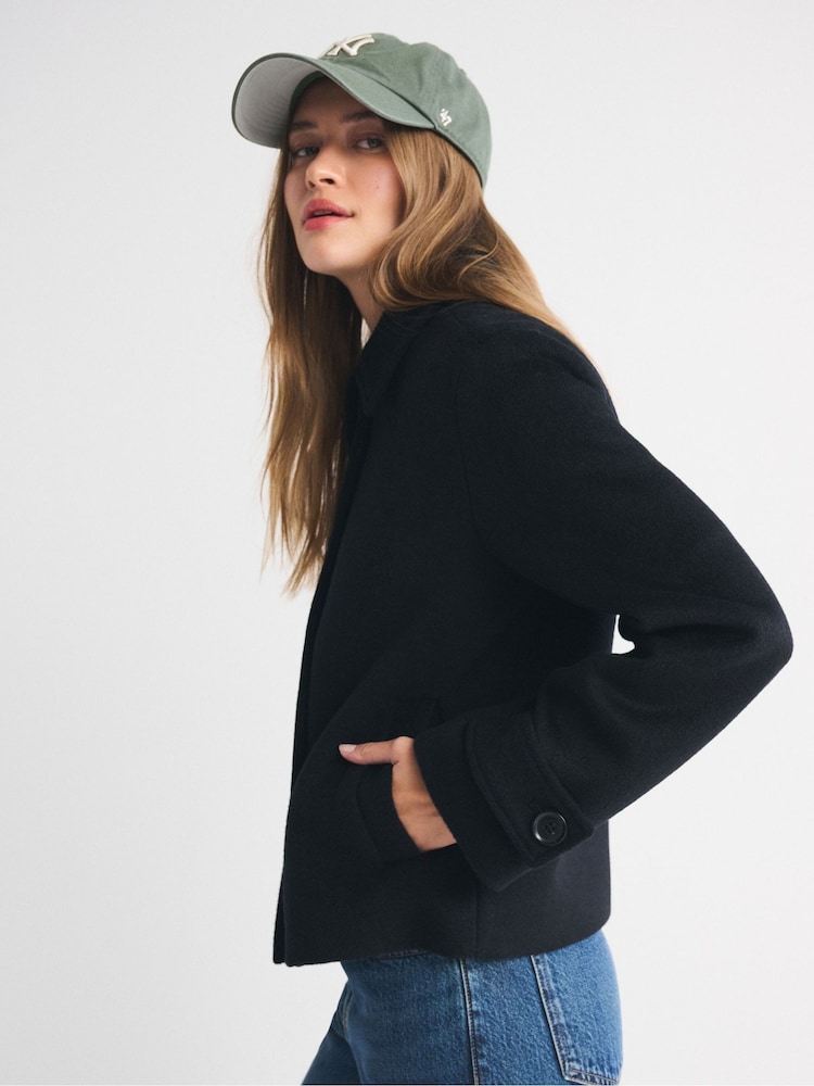 Abercrombie & Fitch Brown Wool Short Button Through Jacket - Image 2 of 9 Abercrombie & Fitch Brown Wool Short Button Through Jacket - Image 2 of 9