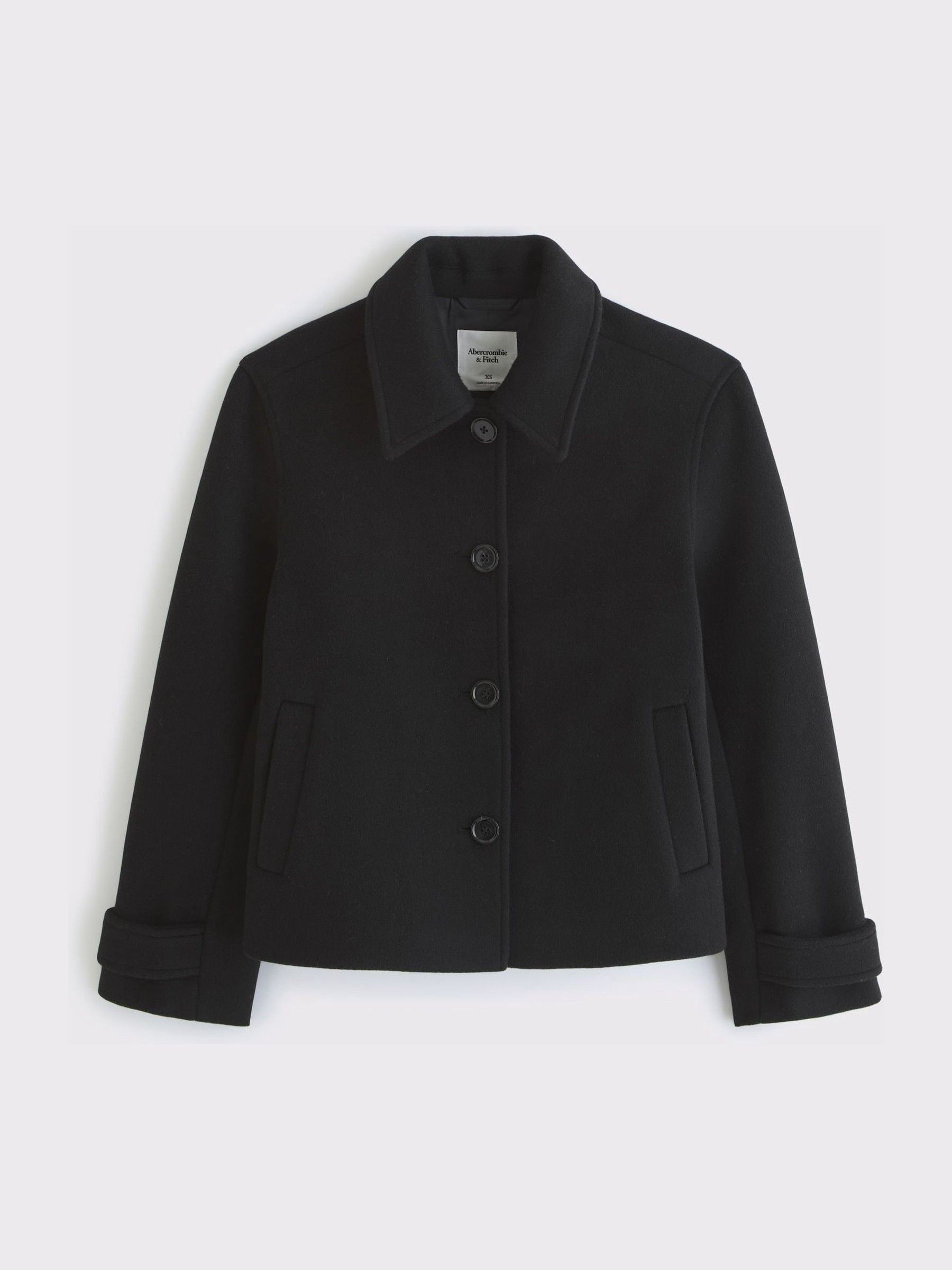 Buy Abercrombie & Fitch Brown Wool Short Button Through Jacket