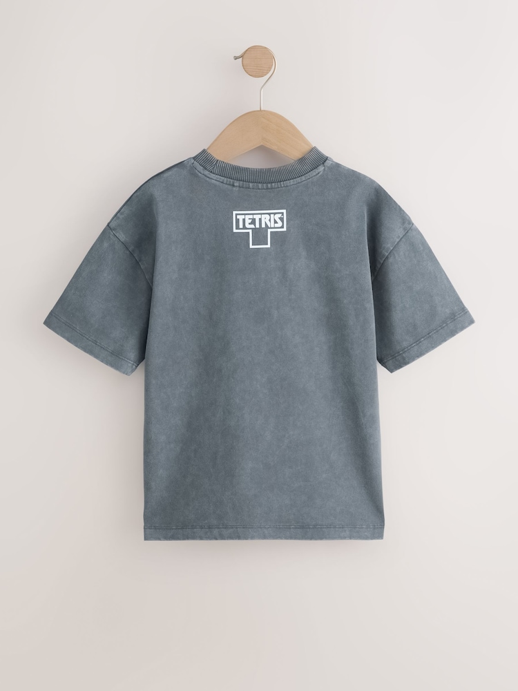 Charcoal Grey Tetris Short Sleeve T-Shirt (3-16yrs) - Image 2 of 4 Charcoal Grey Tetris Short Sleeve T-Shirt (3-16yrs) - Image 2 of 4