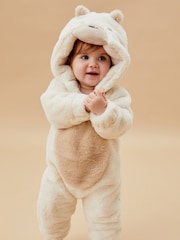 Mori Polar Bear Faux Fur Zip Up Pramsuit - Imagen 1 de 1