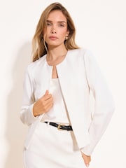 Lipsy White Cropped Collarless Blazer - Image 1 of 4
