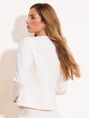 Lipsy White Cropped Collarless Blazer - Image 4 of 4