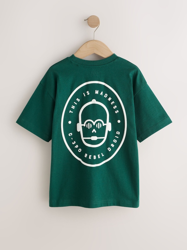 Green Back Print Star Wars T-Shirt (3-16yrs) - Image 2 of 5 Green Back Print Star Wars T-Shirt (3-16yrs) - Image 2 of 5