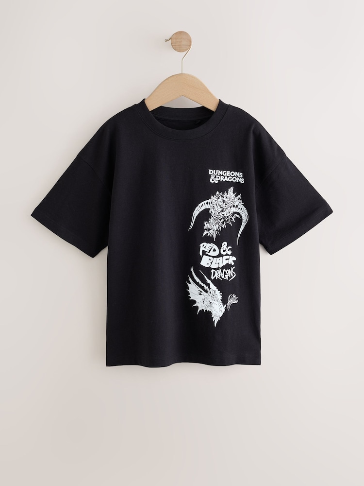 Musta/Valkoinen - Dungeons & Dragons -printtipaita, lyhythihainen (8-16vuotta) - Kuva 1 / 4