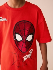 Red Sequin Spiderman Short Sleeve T-Shirt (3-16yrs) - Image 6 of 10