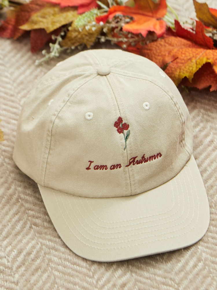 Personalised "I Am an Autumn" Adult Cap in Natural by Made Yours - Image 1 of 3 Personalised "I Am an Autumn" Adult Cap in Natural by Made Yours - Image 1 of 3