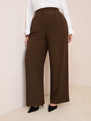 Friends Like These Brown Curve Premium Elastic Back Tailored Wide Leg Trousers - Image 3 of 4