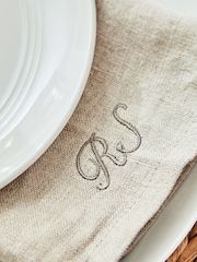 Made Yours 4 Pack Natural Personalised Linen Napkins in by Made Yours - Image 2 of 2