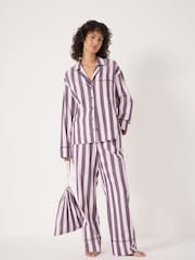 Hush Purple Brushed Cotton Striped Pyjamas - Image 1 of 6