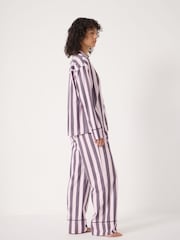 Hush Purple Brushed Cotton Striped Pyjamas - Image 2 of 6