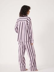Hush Purple Brushed Cotton Striped Pyjamas - Image 4 of 6
