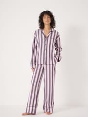 Hush Purple Brushed Cotton Striped Pyjamas - Image 5 of 6