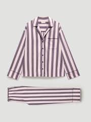 Hush Purple Brushed Cotton Striped Pyjamas - Image 6 of 6