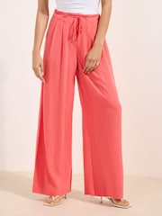Friends Like These Coral Pink Super Wide Leg Trousers with Linen - Image 2 of 5