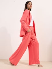 Friends Like These Coral Pink Super Wide Leg Trousers with Linen - Image 4 of 5