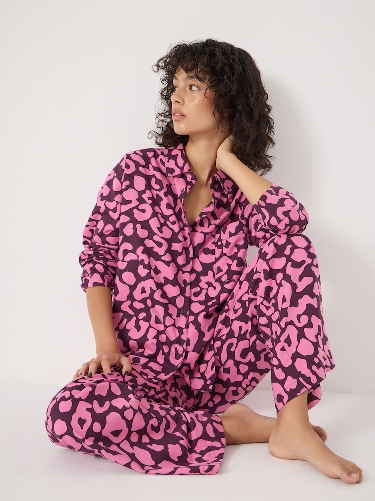 Hush Pink Brushed Cotton Animal Print Pyjamas - Image 2 of 6 Hush Pink Brushed Cotton Animal Print Pyjamas - Image 2 of 6