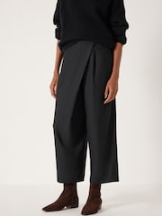 Hush Black Pinstripe Wrap Detail Trousers - Image 1 of 5