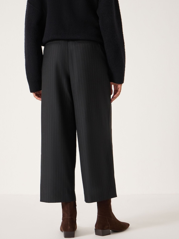 Hush Black Pinstripe Wrap Detail Trousers - Image 2 of 5