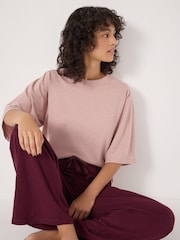 Hush Brown Midy Cotton Slub Contrast Cord Pyjamas - Image 3 of 5