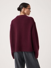 Hush Purple Cora Relaxed Chunky Cashmere Crew Jumper - Image 3 of 6