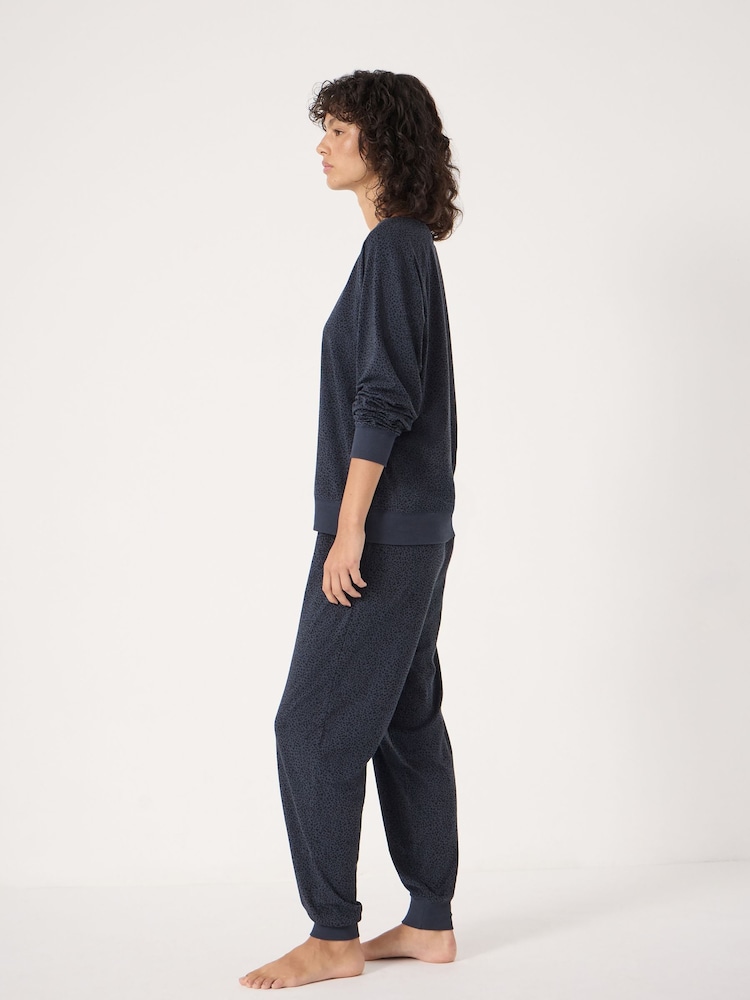 Hush Blue Joelle Jersey Joggers Animal Print Pyjamas - Image 2 of 5