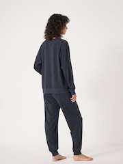 Hush Blue Joelle Jersey Joggers Animal Print Pyjamas - Image 3 of 5