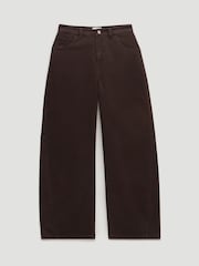 Hush Brown Velvet Cropped Bree Barrel Leg Jeans - Image 1 of 1