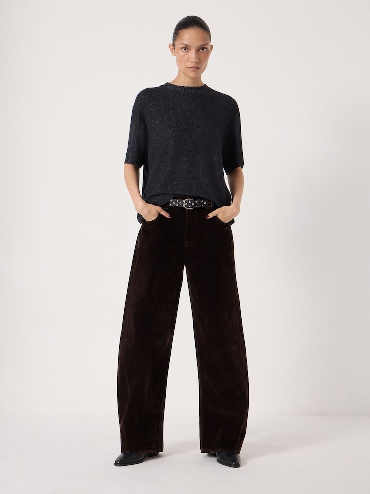 Hush Brown Velvet Cropped Bree Barrel Leg Jeans - Image 2 of 6 Hush Brown Velvet Cropped Bree Barrel Leg Jeans - Image 2 of 6