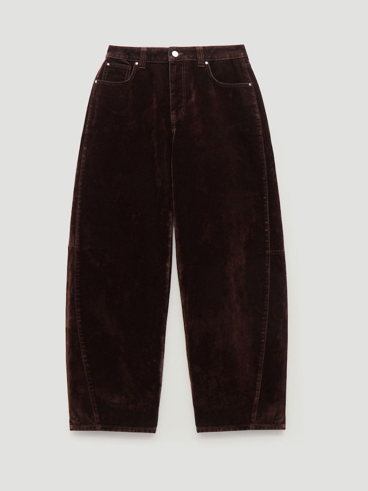Hush Brown Velvet Cropped Bree Barrel Leg Jeans - Image 6 of 6 Hush Brown Velvet Cropped Bree Barrel Leg Jeans - Image 6 of 6