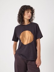 Hush Purple Metallic Graphic Cotton T-Shirt - Image 1 of 5