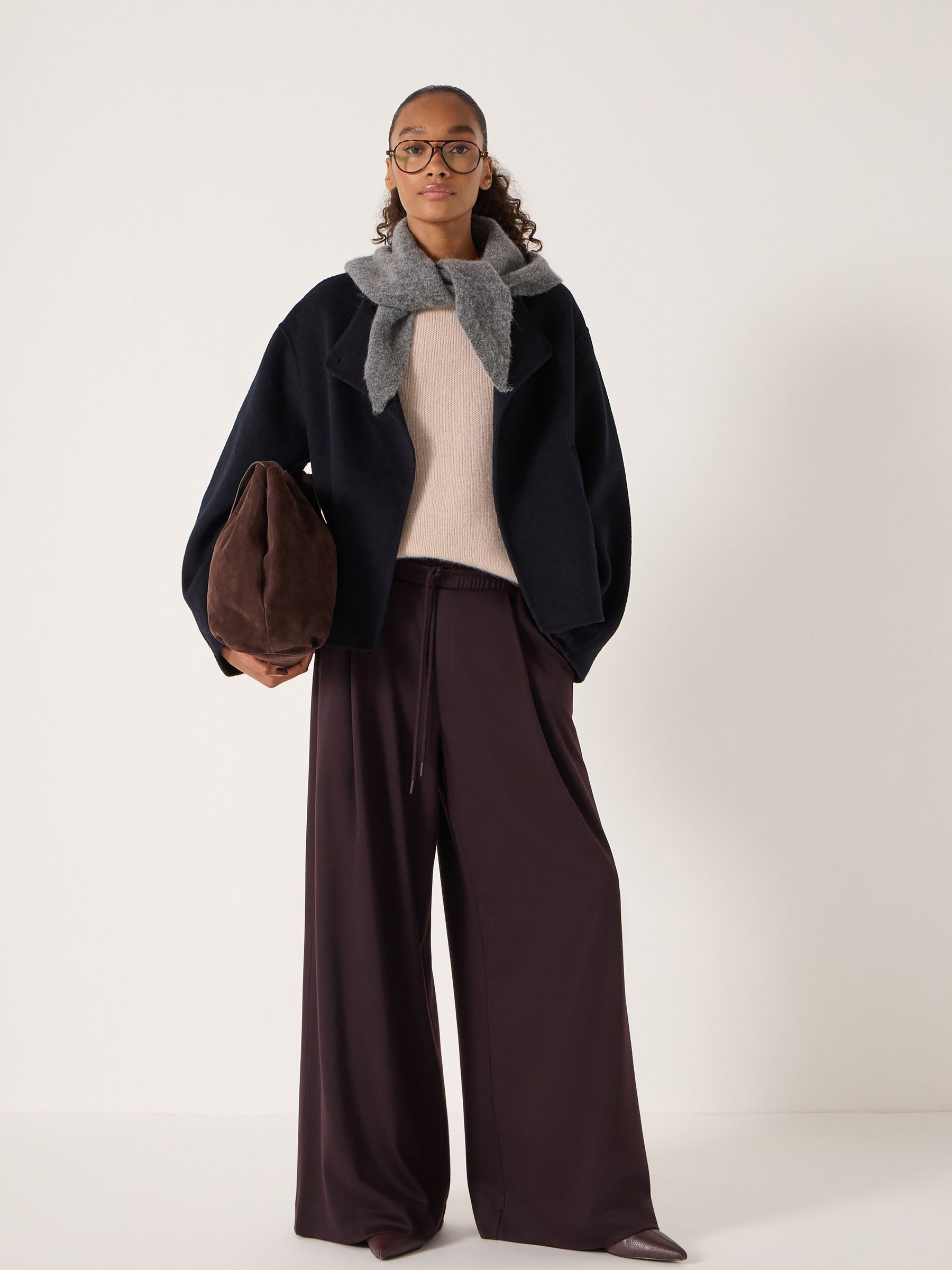 Buy Hush Blue Pure Wool Double Faced Collarless Jacket from Next USA