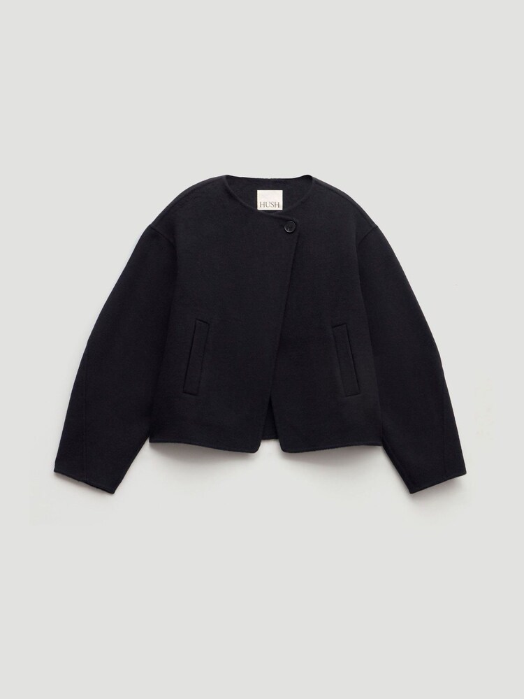 Hush Blue Pure Wool Double Faced Collarless Jacket - Image 6 of 6