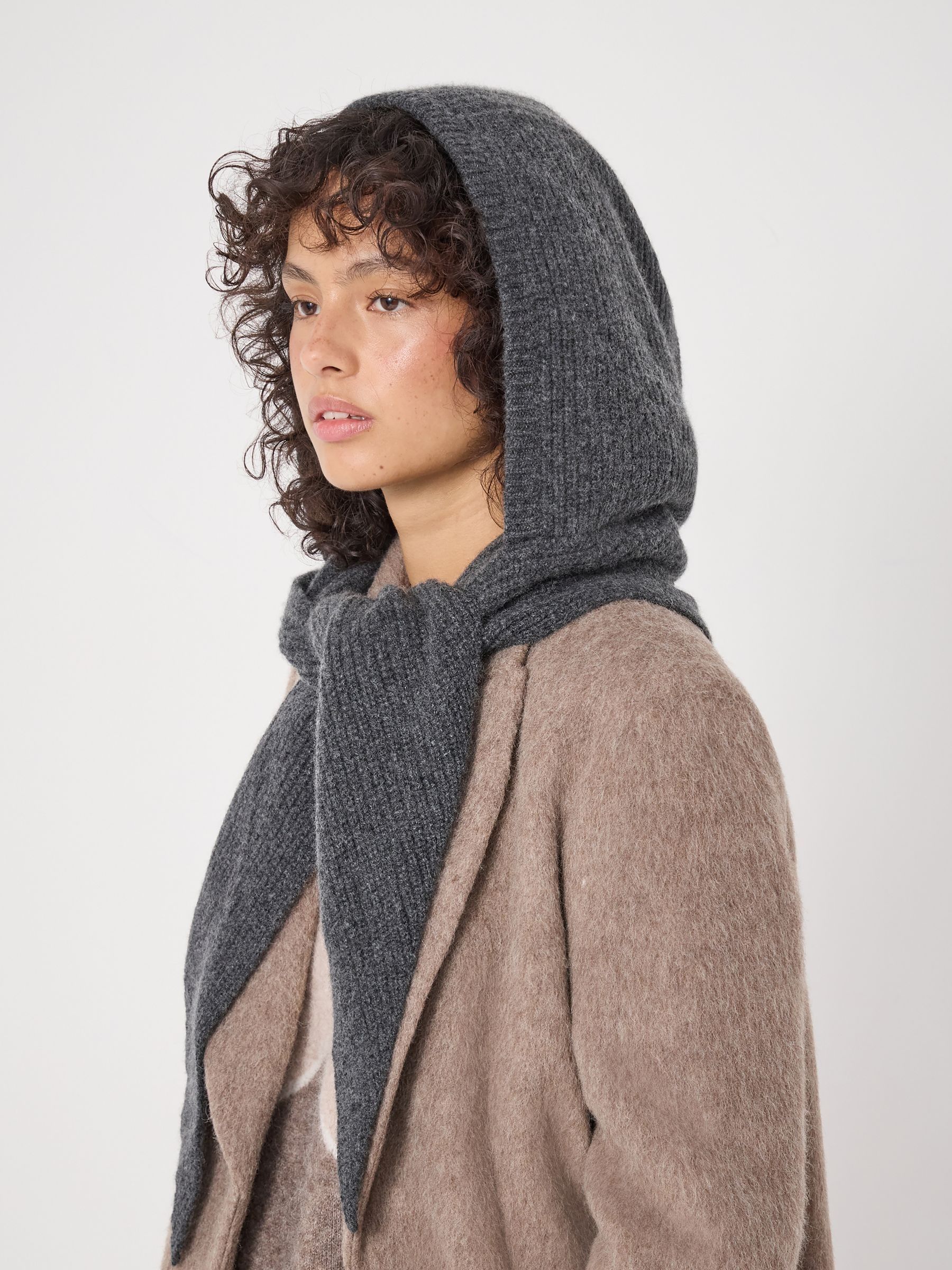 Buy Hush Grey Cashmere Hooded Scarf from Next USA