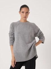Hush Grey Longline Merino Wool Jumper - Image 1 of 6