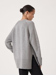Hush Grey Longline Merino Wool Jumper - Image 3 of 6