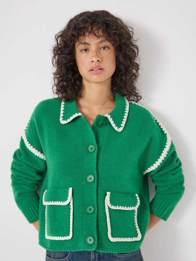 Hush Green Wool Blend Whipstitch Trim Shirt Jacket - Image 1 of 5 Hush Green Wool Blend Whipstitch Trim Shirt Jacket - Image 1 of 5