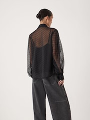 Hush Tie Neck Flocked Spot Blouse - Imagen 4 de 5