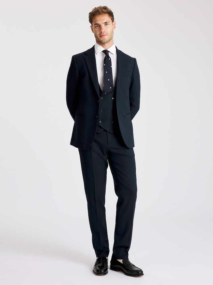 MOSS Dark Teal Slim Fit Flannel Suit Jacket - Image 2 of 6 MOSS Dark Teal Slim Fit Flannel Suit Jacket - Image 2 of 6