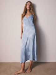 أزرق - Satin Jacquard Slip - صورة 1 من 8
