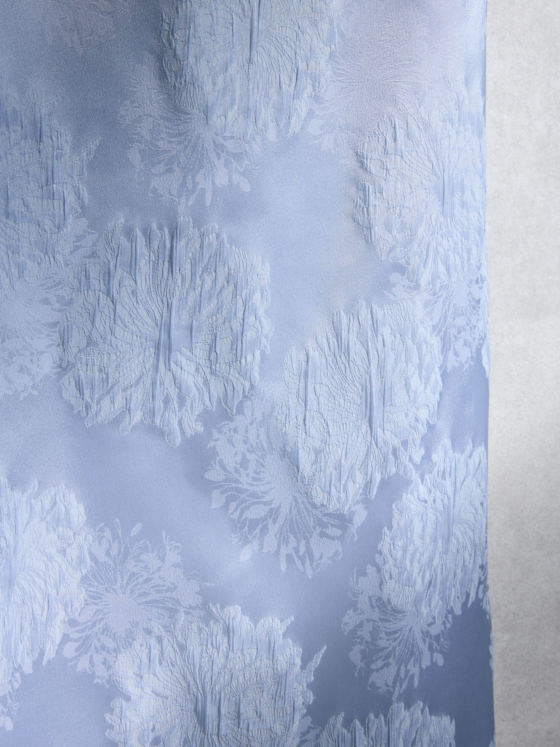 Buy Pale Blue N. Premium Satin Floral Jacquard Floaty Longline V