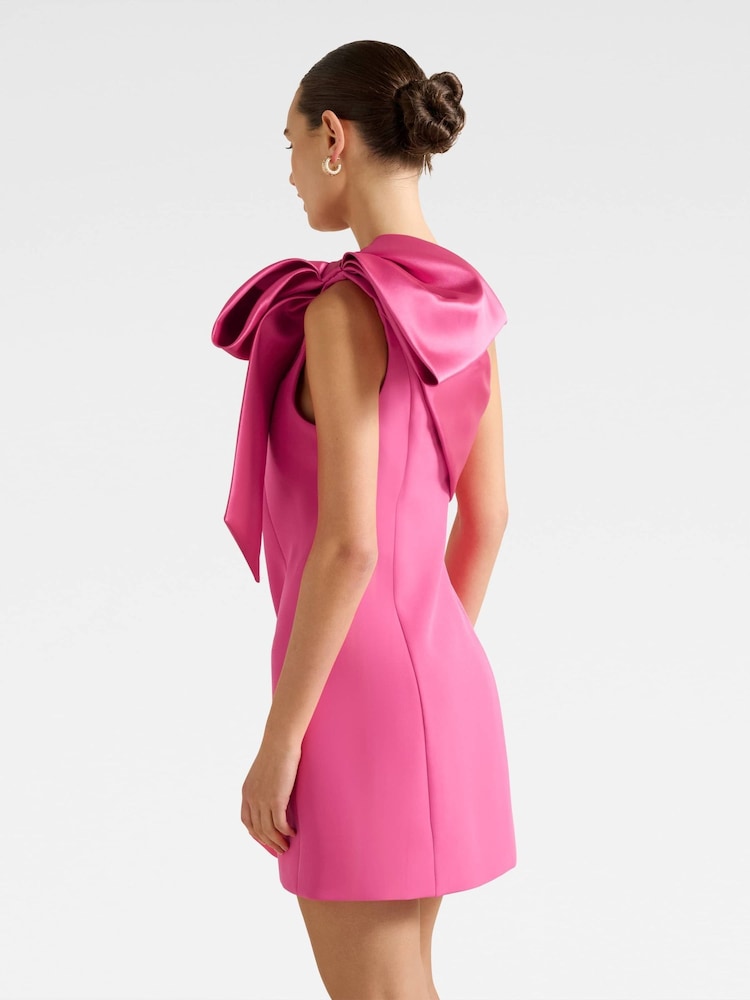 Forever New Pink Holly Asymmetrical Bow Mini Dress - Image 2 of 5 Forever New Pink Holly Asymmetrical Bow Mini Dress - Image 2 of 5