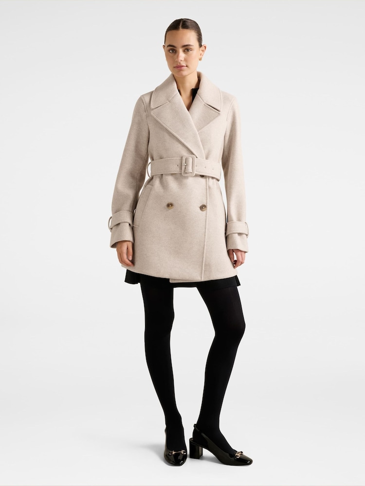 Forever New Natural Belle Short Wrap Coat - Image 5 of 5 Forever New Natural Belle Short Wrap Coat - Image 5 of 5