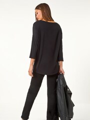 Roman Metallic Embelished Sequin Star Stretch Blouse - Image 4 of 5