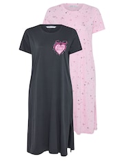 Yours Curve Blue Midaxi Nightdresses 2 Pack - Image 6 of 7