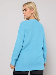 Yours Curve Blue Drop Shoulder Jumper - Image 3 of 5