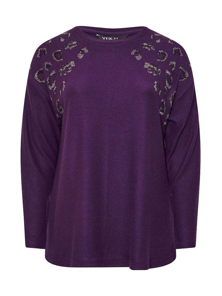 Yours Curve Purple Embellished Jumper - Image 5 of 5